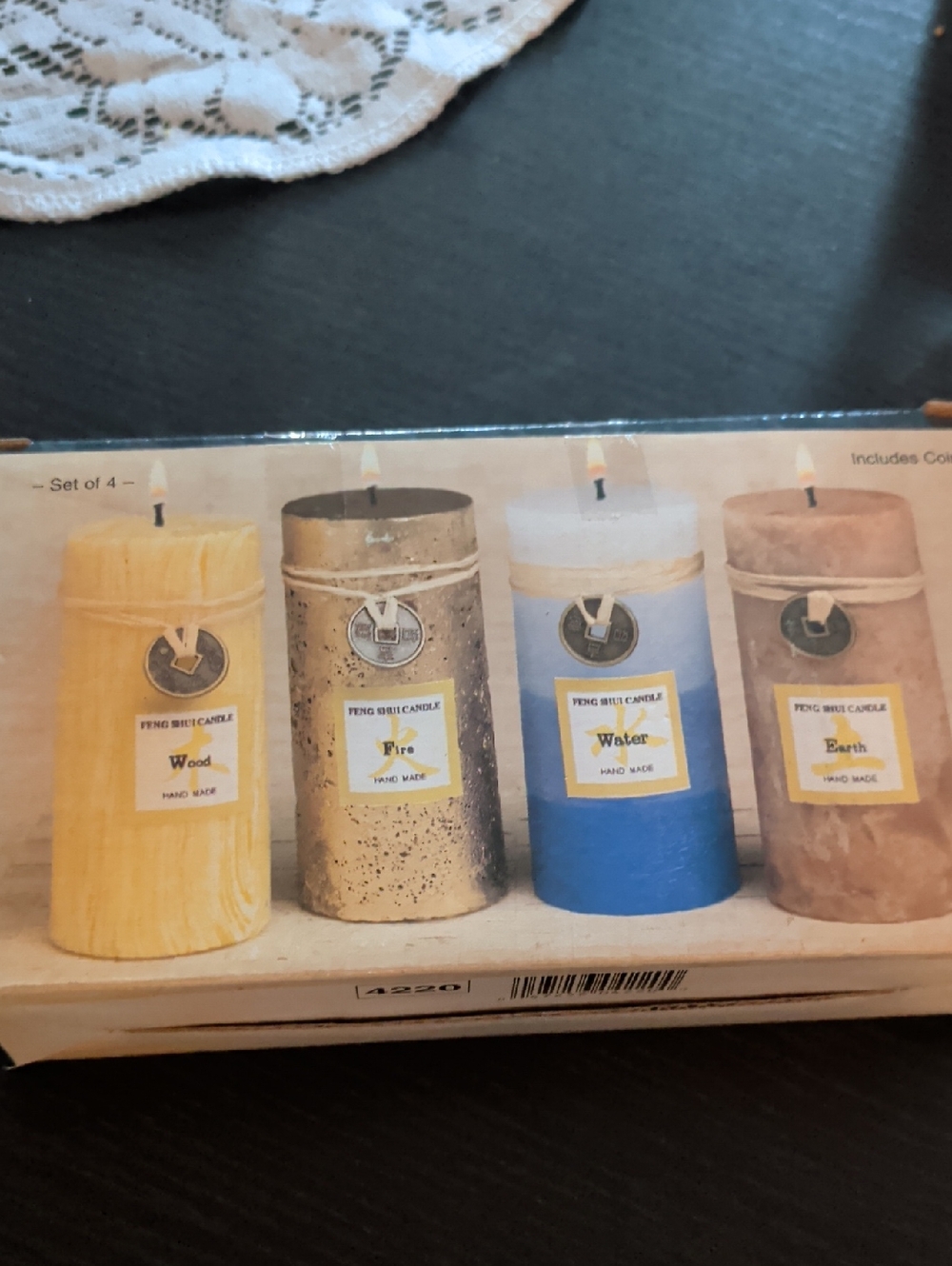 Feng Shui Set of 4 Decorative Earth Element Pillar Candles